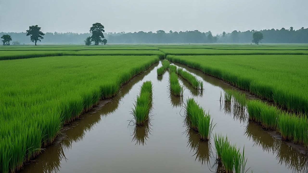 भारी बारिश से धान की फसल को नुकसान, 5000 हेक्टेयर से ज्यादा रकबे में जलभराव