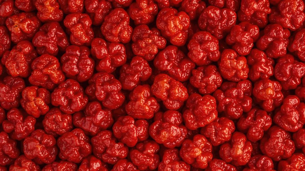 Ghost Pepper (असम/नॉर्थईस्ट): भूत जोलोकिया (Ghost Pepper), जिसे घोस्ट पेपर भी कहा जाता है, दुनिया की सबसे तीखी मिर्चों में से एक है. इसका तीखापन इतना ज्यादा है कि इसे अचार और चटनी में केवल सीमित मात्रा में ही इस्तेमाल किया जाता है. इसकी ताकत के कारण इसे डिफेंस स्प्रे में भी शामिल किया गया है. Ghost Pepper (असम/नॉर्थईस्ट): भूत जोलोकिया (Ghost Pepper), जिसे घोस्ट पेपर भी कहा जाता है, दुनिया की सबसे तीखी मिर्चों में से एक है. इसका तीखापन इतना ज्यादा है कि इसे अचार और चटनी में केवल सीमित मात्रा में ही इस्तेमाल किया जाता है. इसकी ताकत के कारण इसे डिफेंस स्प्रे में भी शामिल किया गया है.