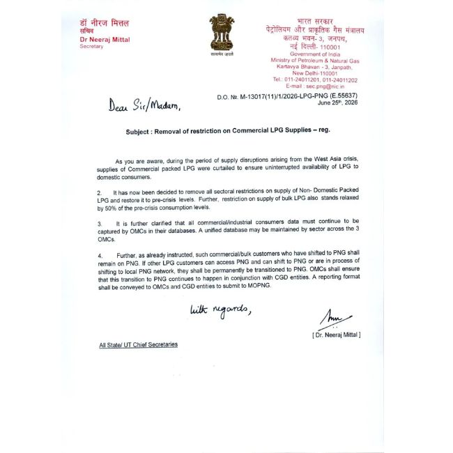 LPG supply, Hormuz Strait, Energy relief, India government, Commercial gas, Petroleum policy